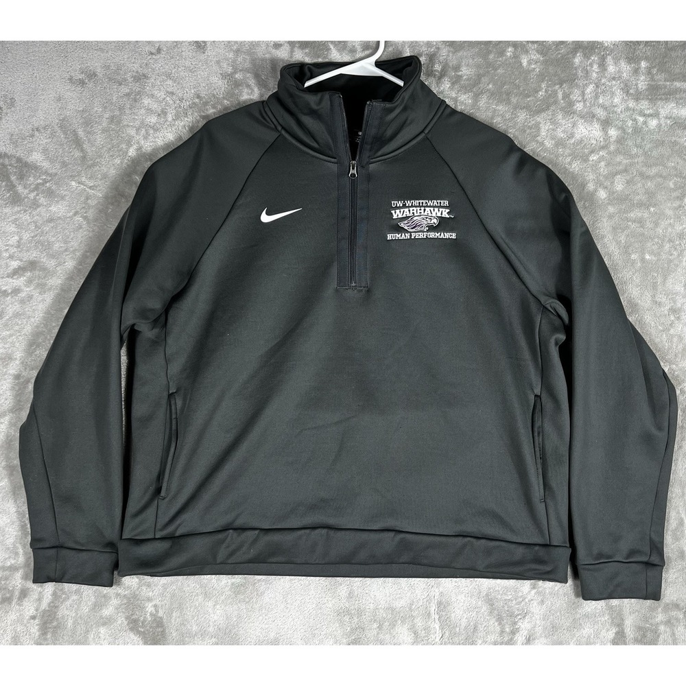 Nike‎ 1/4 Zip Pullover Mens L black Fleece lined Outdoor Zip Pockets UW warhawk